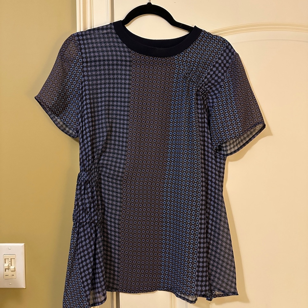 Opening Ceremony Silk Navy and Black Patterned Blouse